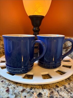 Le Creuset Blue Ombré coffee Mugs Pair NEW